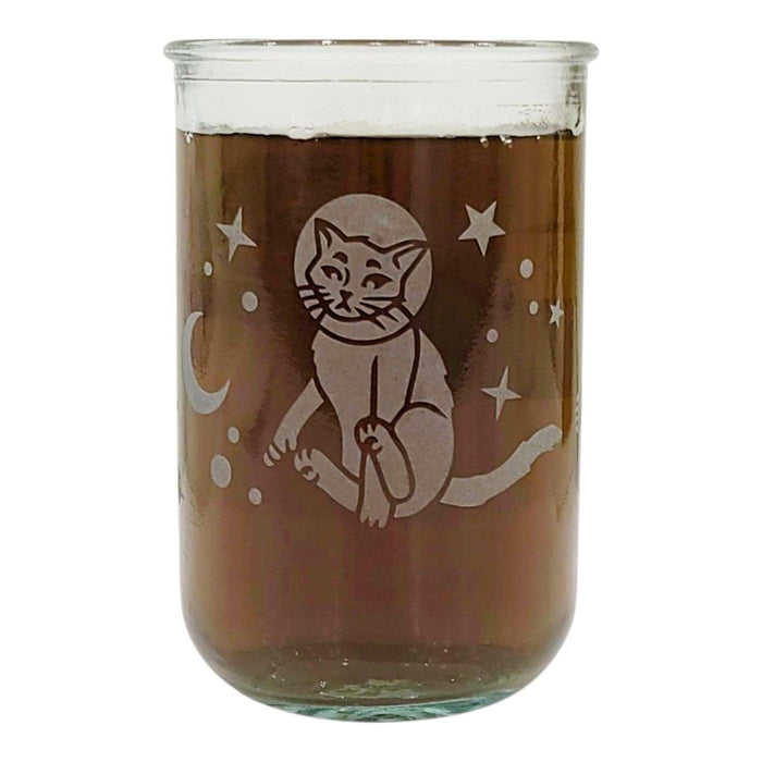 Recycled Glass Tumbler - Tall - Astronaut Cats Rustic by Bread and Badger