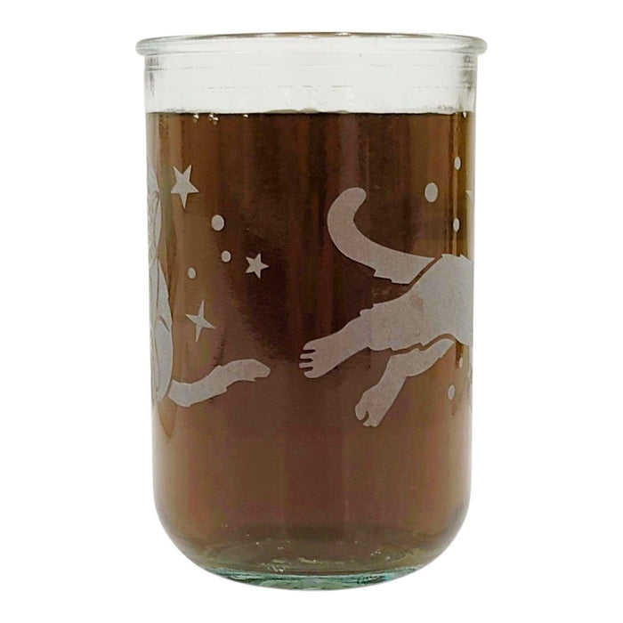 Recycled Glass Tumbler - Tall - Astronaut Cats Rustic by Bread and Badger