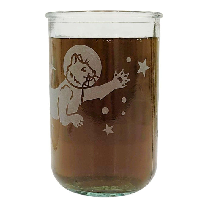 Recycled Glass Tumbler - Tall - Astronaut Cats Rustic by Bread and Badger