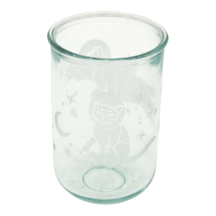 Recycled Glass Tumbler - Tall - Astronaut Cats Rustic by Bread and Badger
