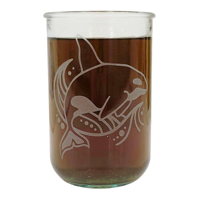 Recycled Glass Tumbler - Tall - Orca Whale Rustic by Bread and Badger