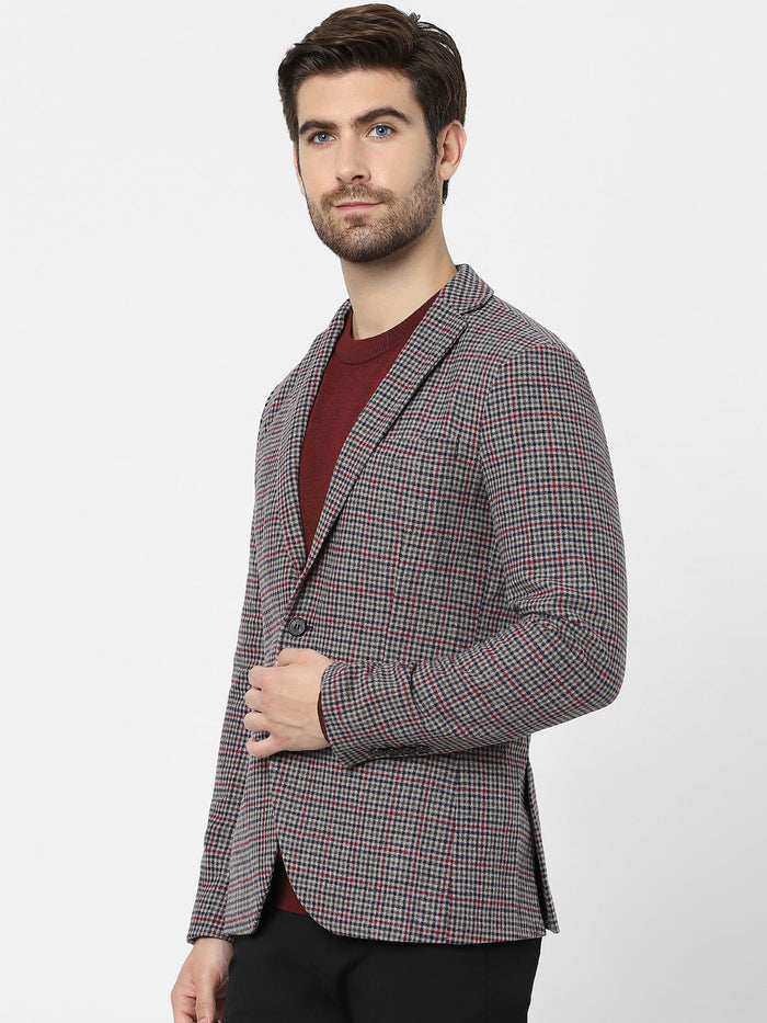 Red & Blue Check Formal Blazer