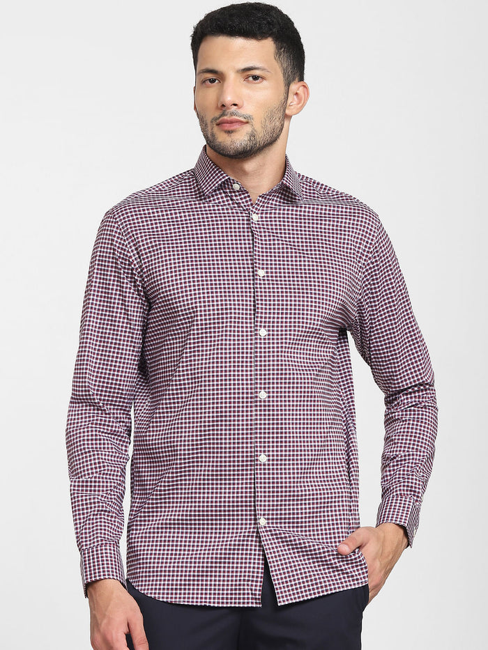 Red Check Formal Full Sleeves Shirt
