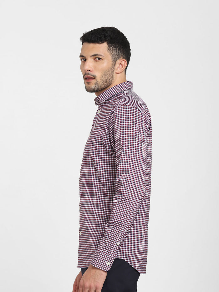 Red Check Formal Full Sleeves Shirt