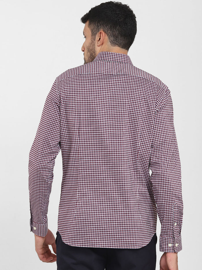 Red Check Formal Full Sleeves Shirt