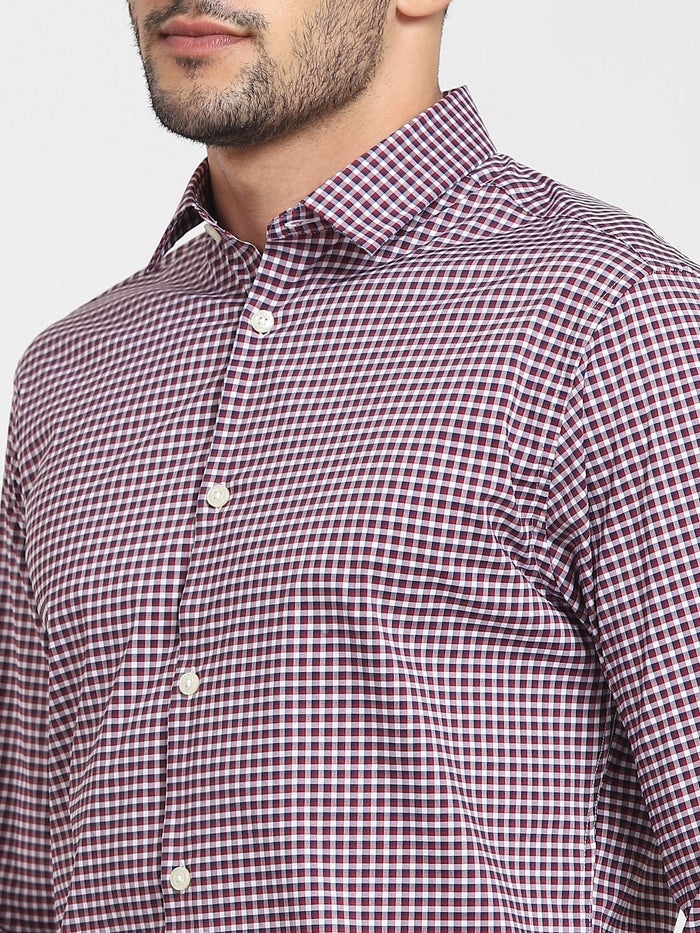Red Check Formal Full Sleeves Shirt