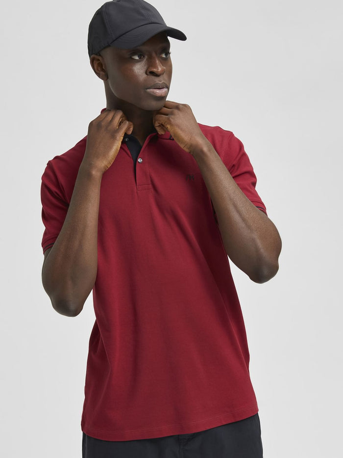 Red Organic Cotton Polo Neck T-Shirt