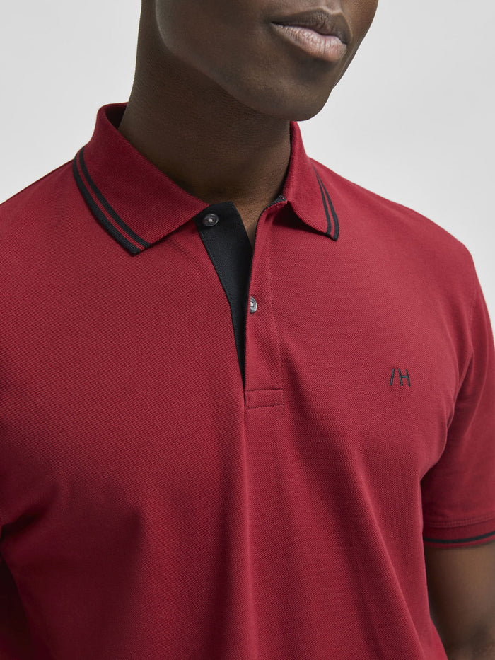 Red Organic Cotton Polo Neck T-Shirt