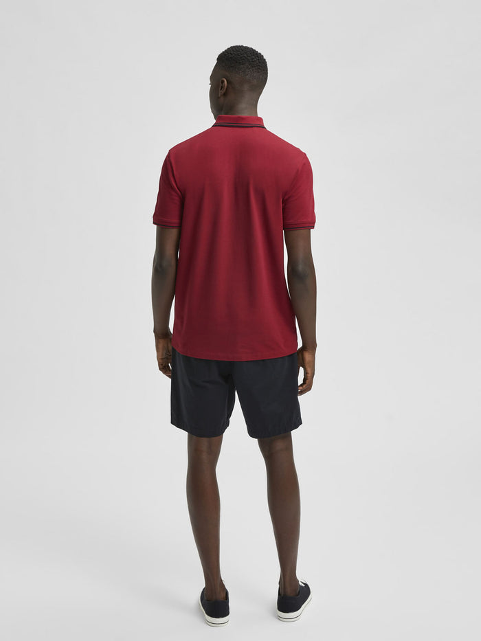 Red Organic Cotton Polo Neck T-Shirt