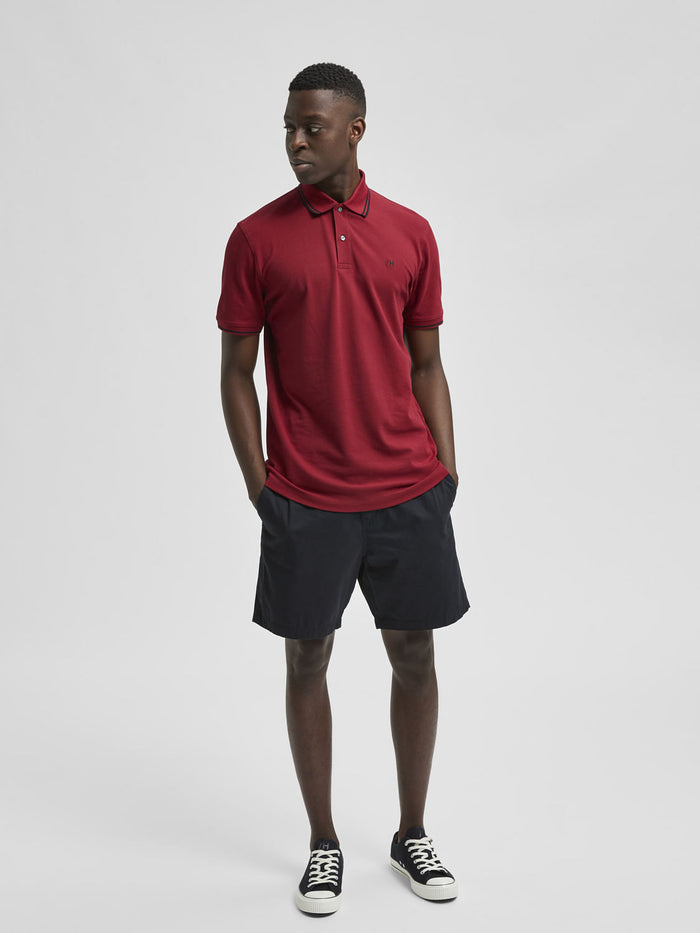 Red Organic Cotton Polo Neck T-Shirt