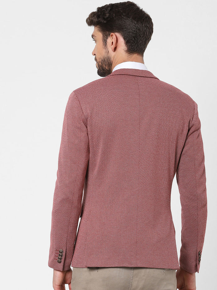 Red Textured Formal Blazer