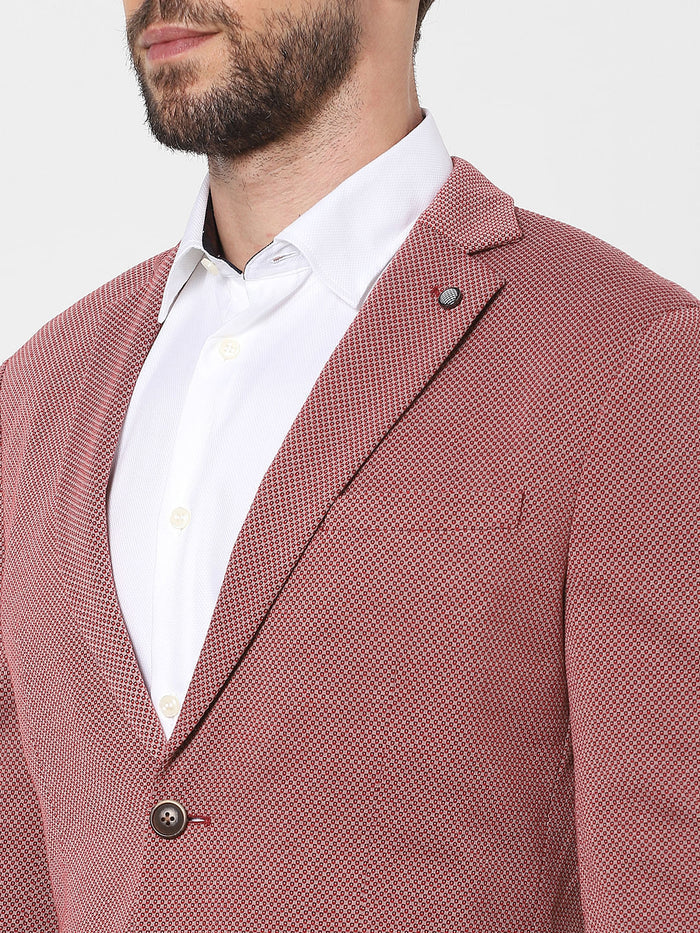 Red Textured Formal Blazer