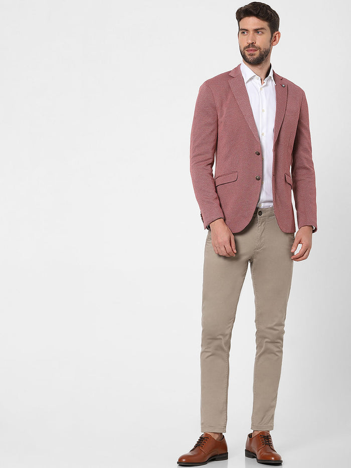 Red Textured Formal Blazer