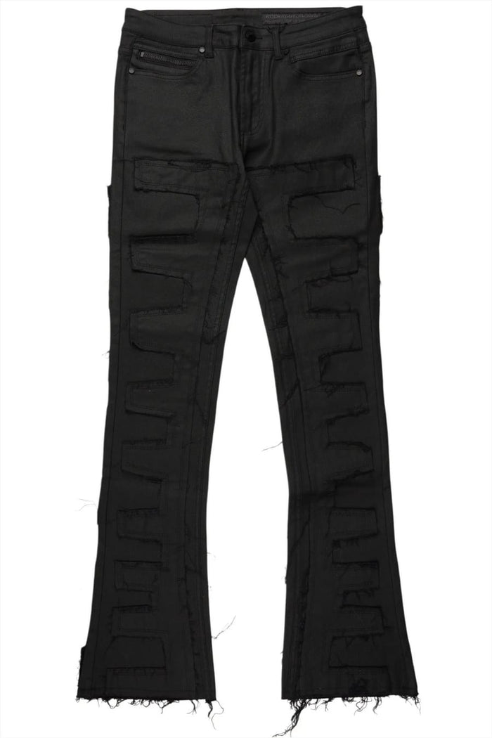 Rockstar - Super Stacked Flare Jean Black - Clique Apparel