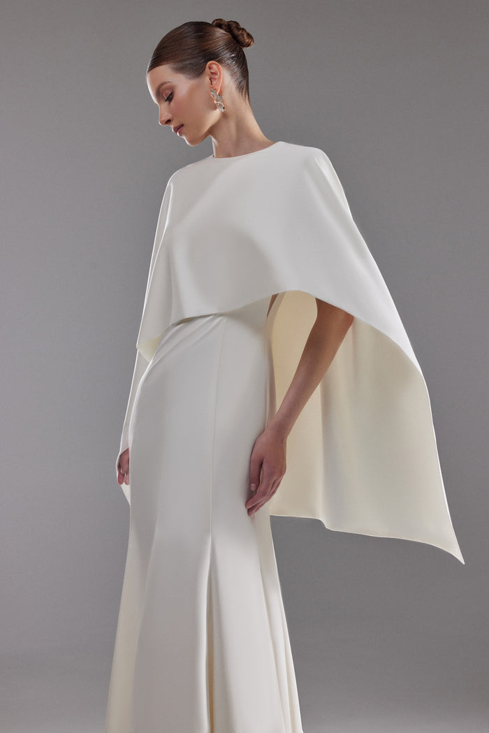 RTS Satin Bridal Cape Ell | Ivory Bridal Cover Up | Wedding Dress Topper