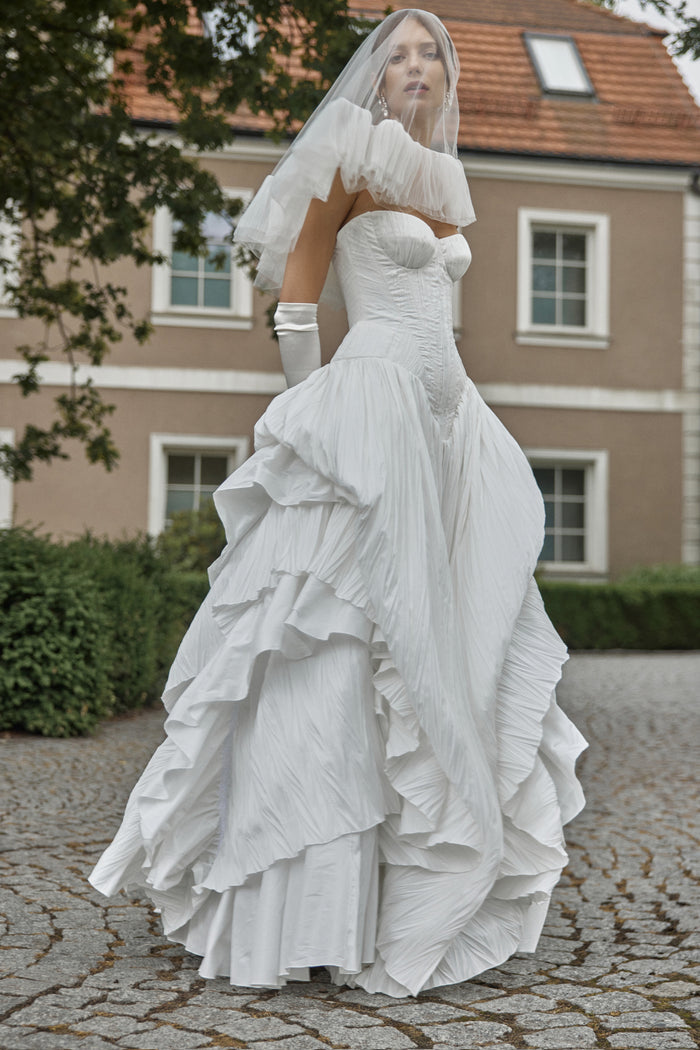 Ruffle Trim Mini Veil - Nerina