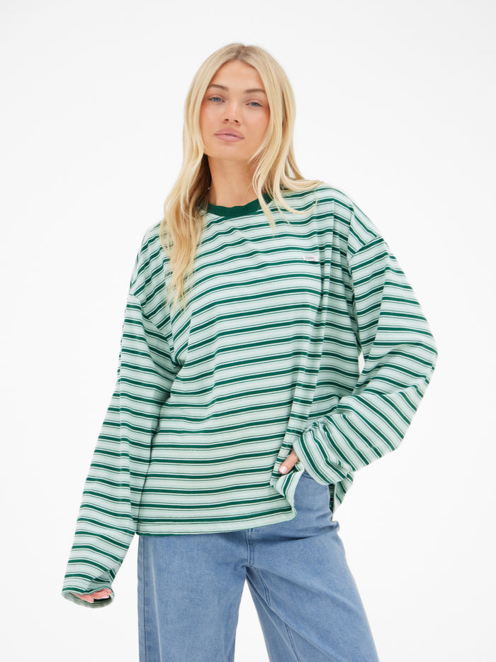 Sasha Stripe Long Sleeve Top - Green Stripe