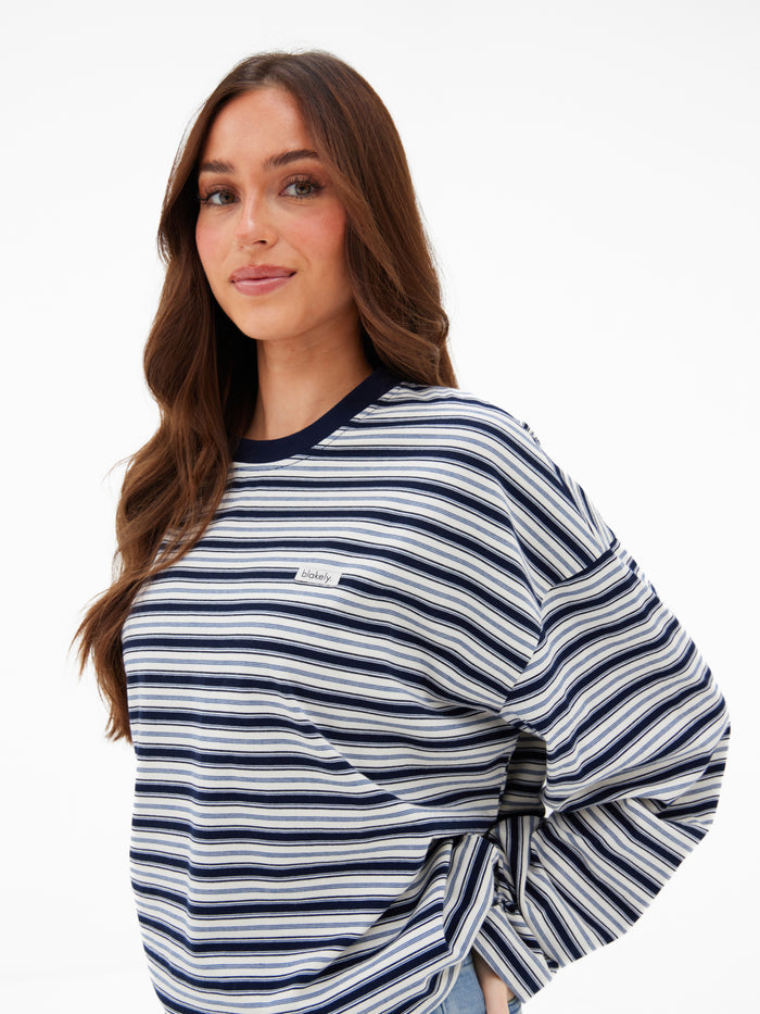Sasha Stripe Long Sleeve Top - Navy Stripe