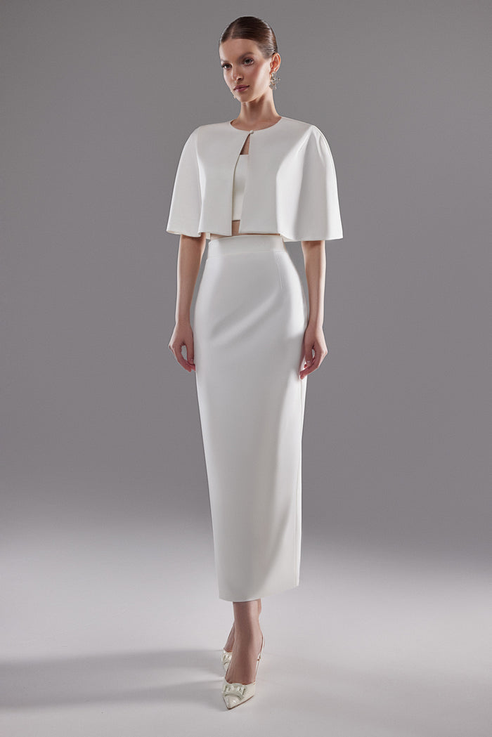 Satin Bridal Bolero Amor | White Wedding Cover up | Ivory Shoulder Cape