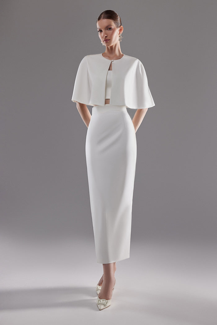 Satin Bridal Bolero Amor | White Wedding Cover up | Ivory Shoulder Cape