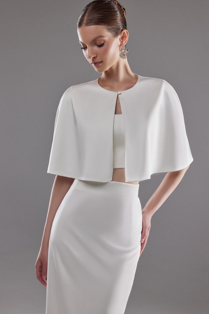 Satin Bridal Bolero Amor | White Wedding Cover up | Ivory Shoulder Cape