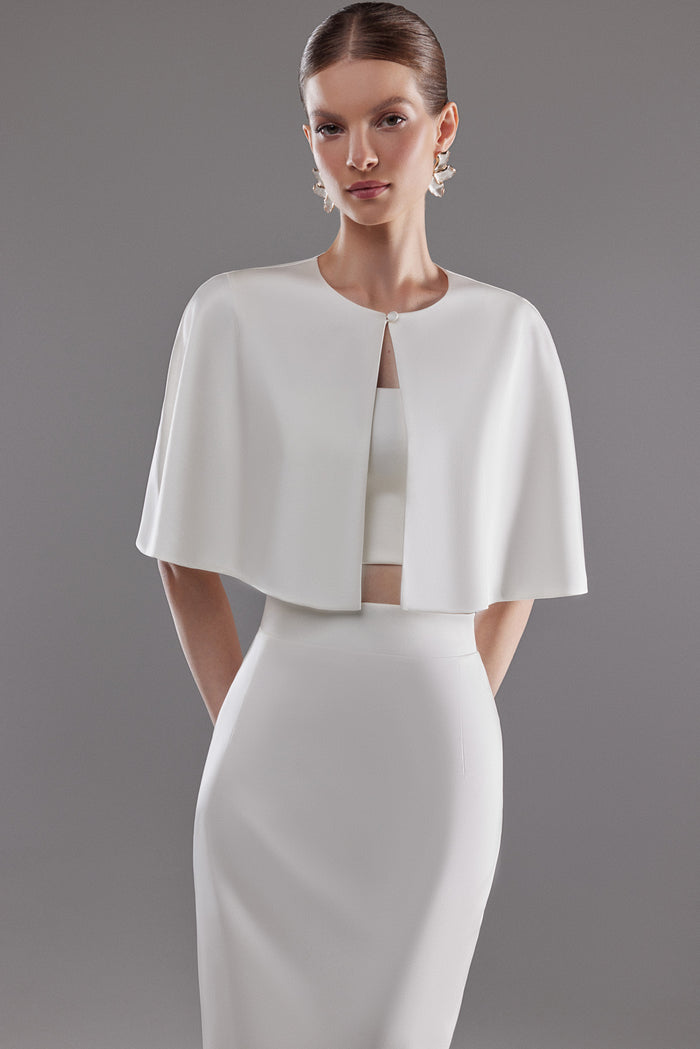 Satin Bridal Bolero Amor | White Wedding Cover up | Ivory Shoulder Cape