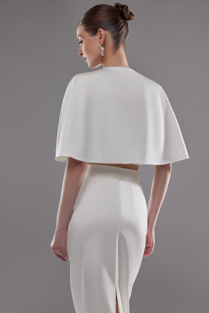 Satin Bridal Bolero Amor | White Wedding Cover up | Ivory Shoulder Cape