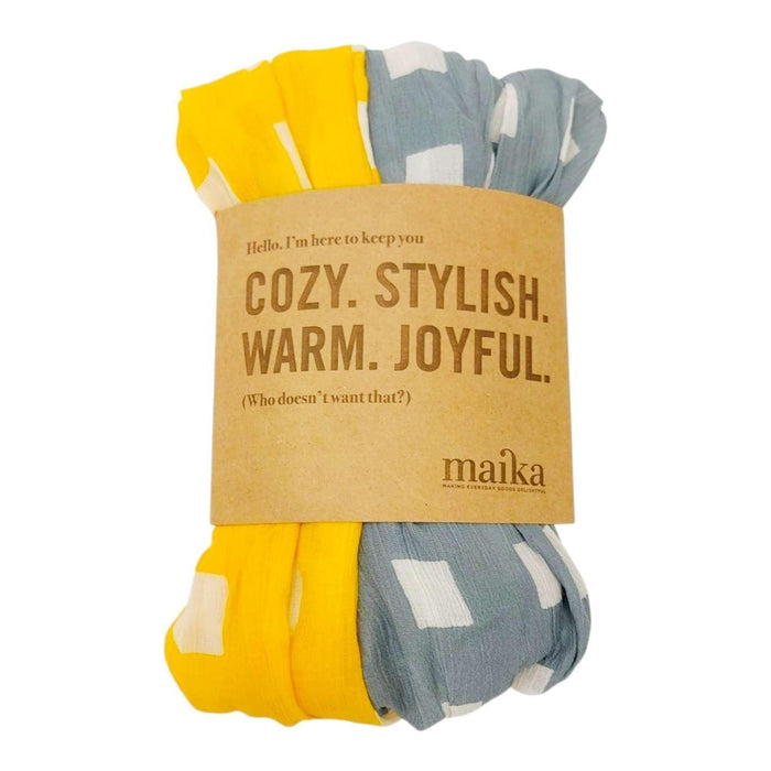 Scarf - Flores (Yellow and Gray) by Maika