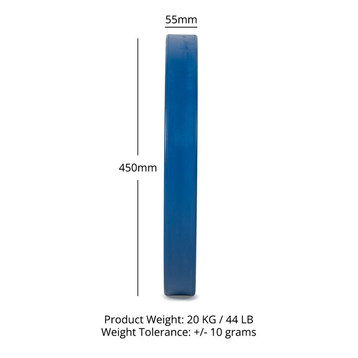 Scratch and Dent, 20 KG Blue Elite Color Olympic Bumper Plate