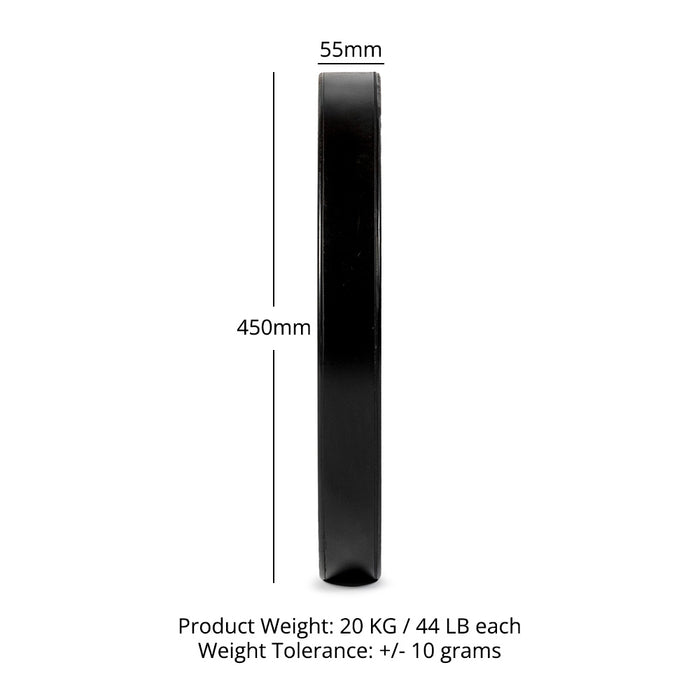 20 KG Single Elite Black Olympic Bumper Plate