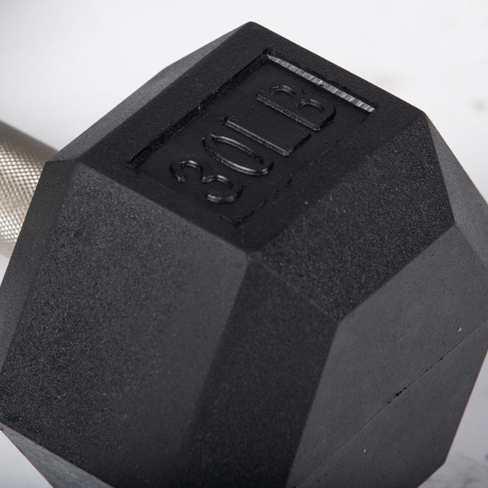 30 LB Straight Stainless Steel Hex Dumbbells