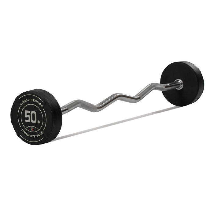 Scratch and Dent, 50 LB EZ Curl Fixed Urethane Barbell