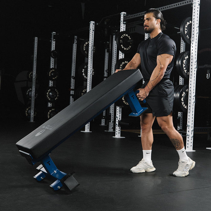 TITAN Series Single Post Flat Bench | Navy