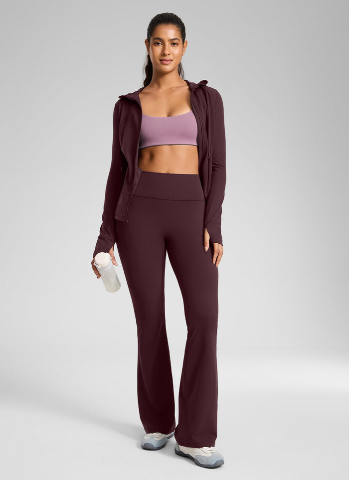 CRZ YOGA Women's Butterlift Hidden Scrunch Butt Flare Leggings 31" Ripe Plum