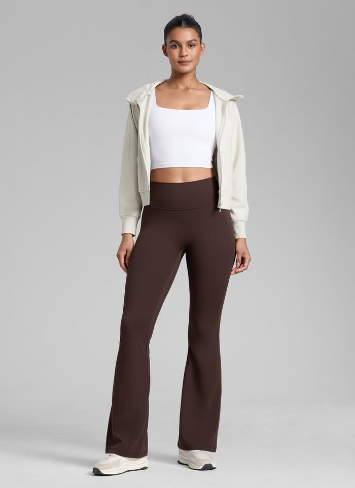 CRZ YOGA Women's Butterlift Hidden Scrunch Butt Flare Leggings 31" Hot Fudge Brown