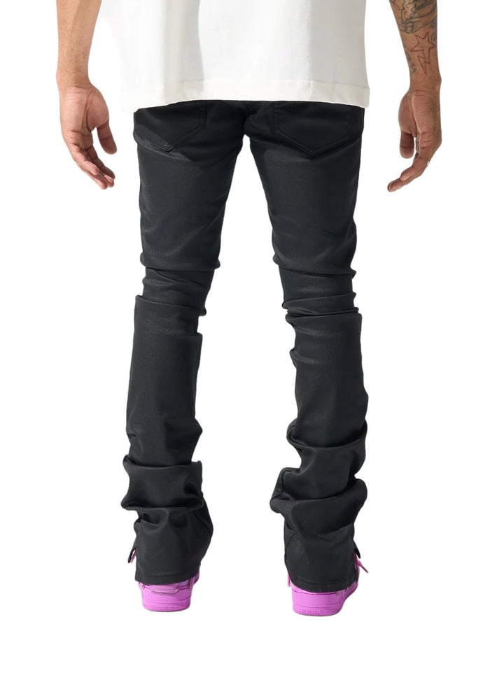 Serenede - "Caviar" wax stacked jeans - Clique Apparel