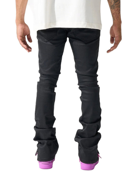 Serenede - "Caviar" wax stacked jeans - Clique Apparel