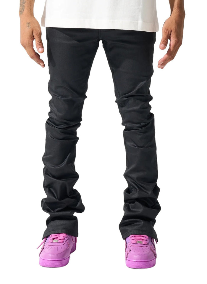 Serenede - "Caviar" wax stacked jeans - Clique Apparel