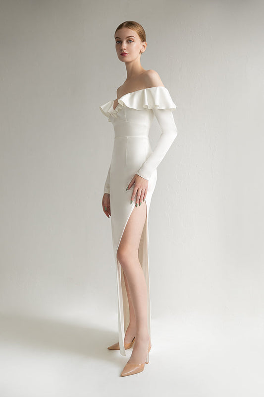 Sexy Wedding Dress With Long Sleeves Celine