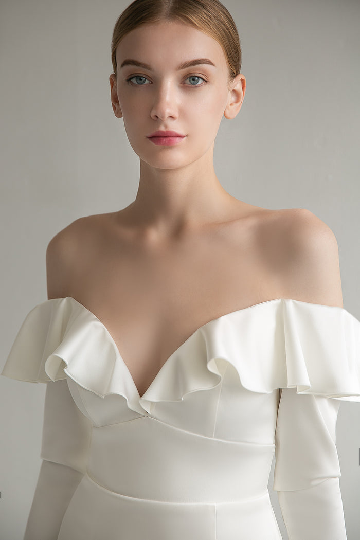 Sexy Wedding Dress With Long Sleeves Celine