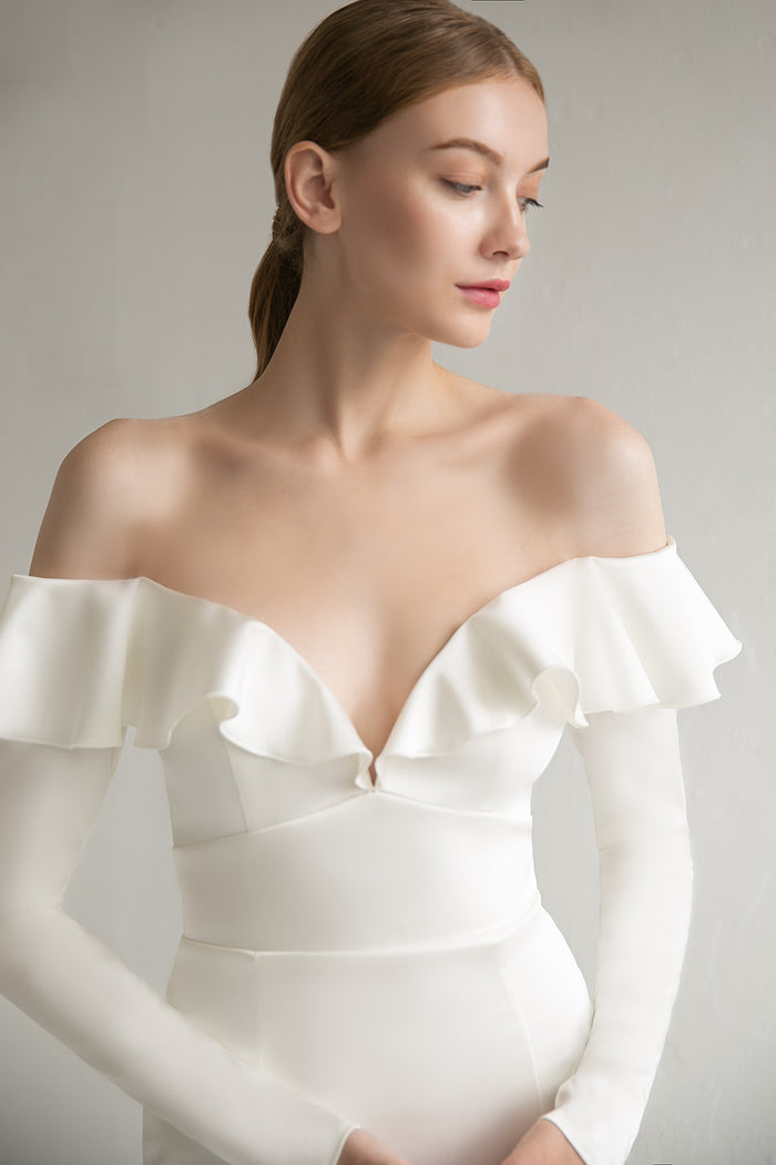Sexy Wedding Dress With Long Sleeves Celine