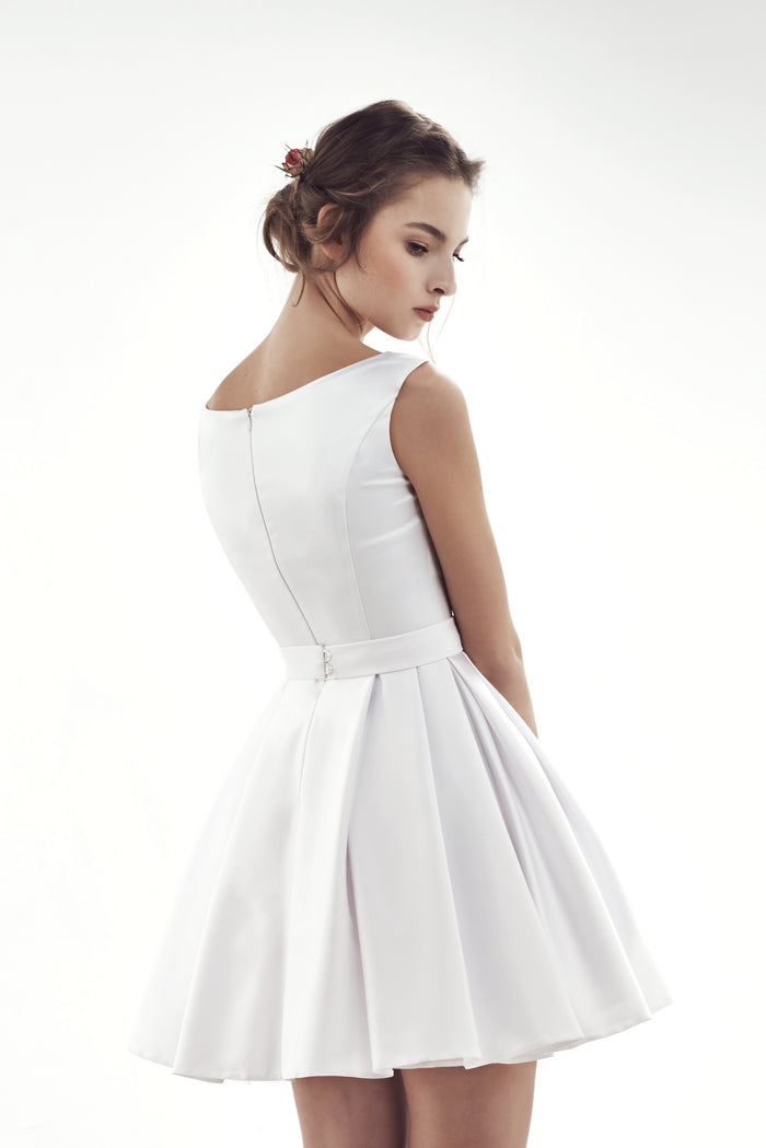 Short Satin Ivory Wedding Dress Jenny