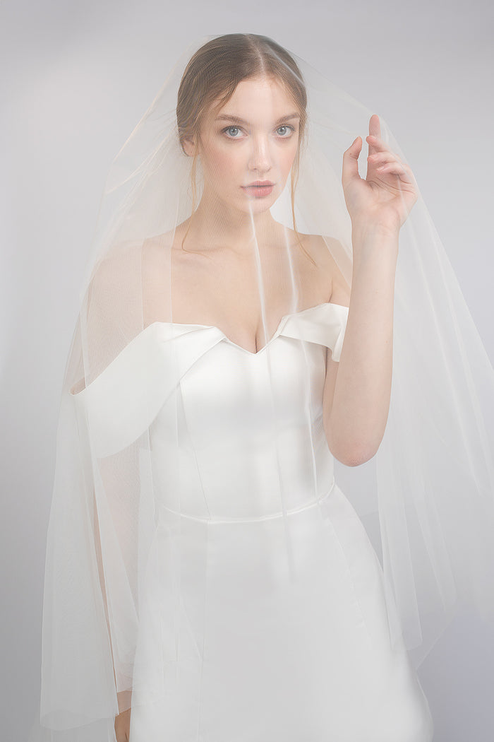 Short Satin Wedding Dress Maggie With Open Shoulders