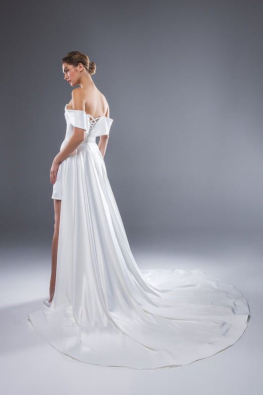 Short Satin Wedding Dress Meg With Detachable Skirt
