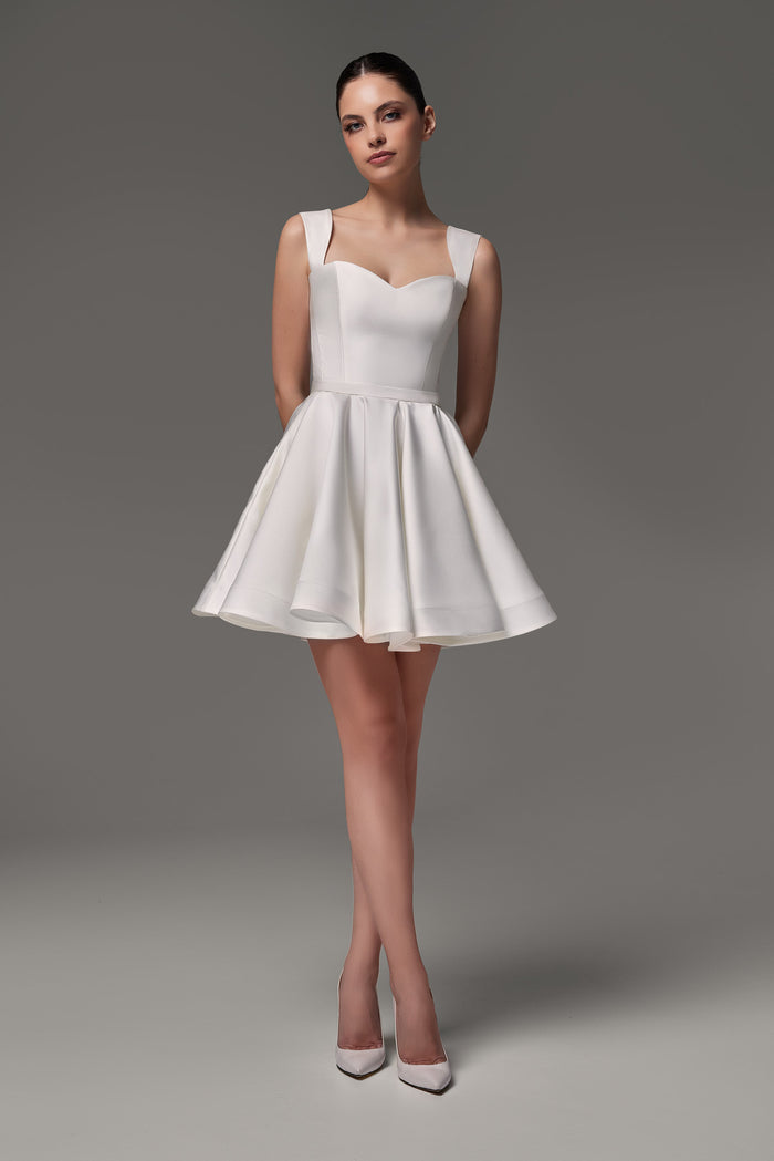 Short Satin Wedding Dress With Straps Rada