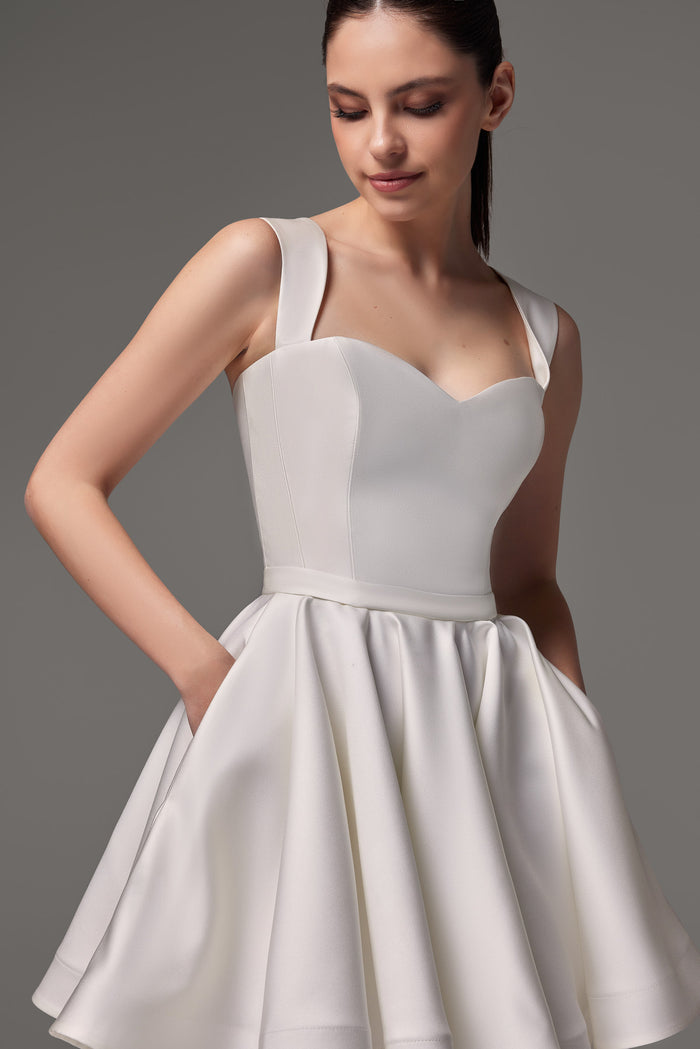 Short Satin Wedding Dress With Straps Rada
