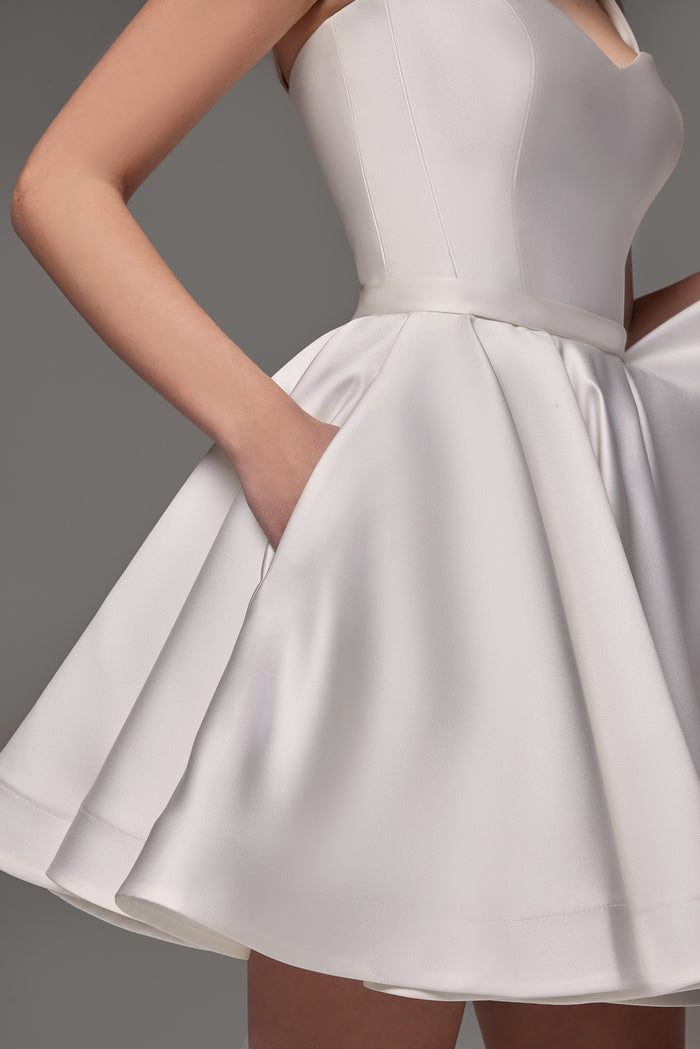 Short Satin Wedding Dress With Straps Rada