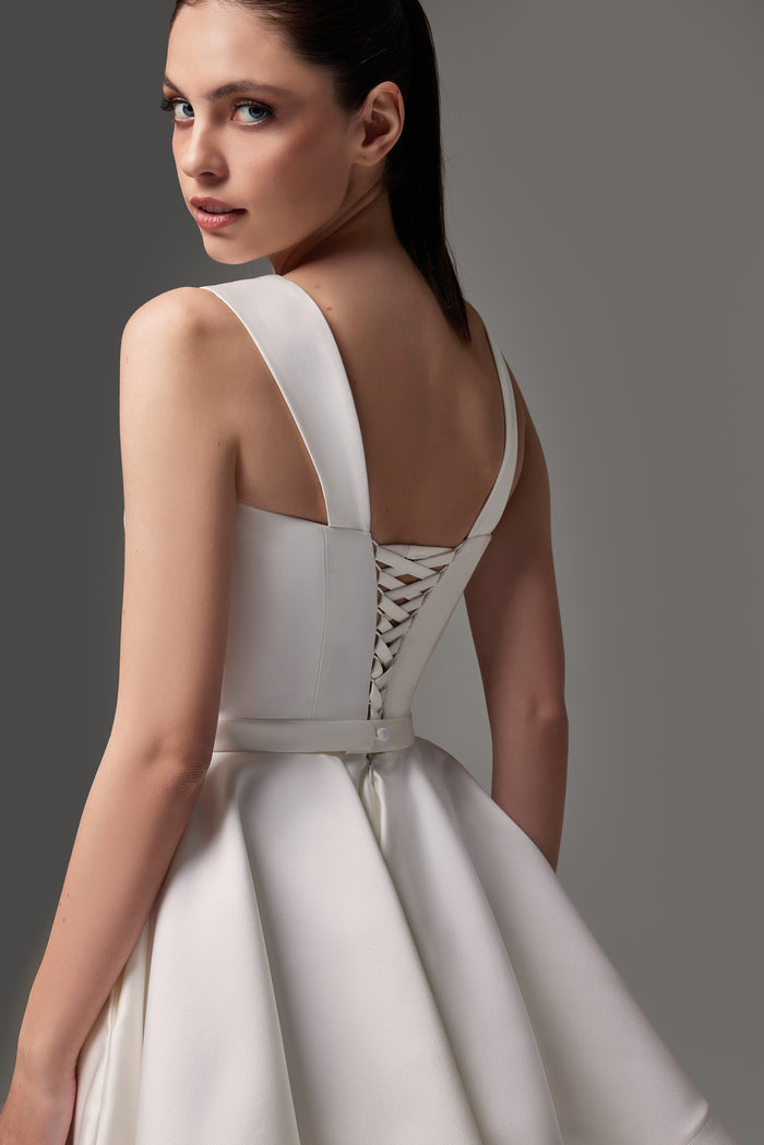 Short Satin Wedding Dress With Straps Rada