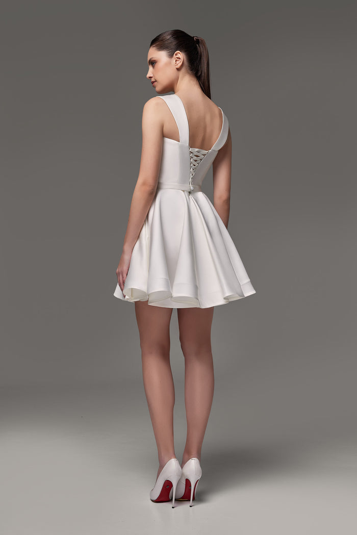 Short Satin Wedding Dress With Straps Rada