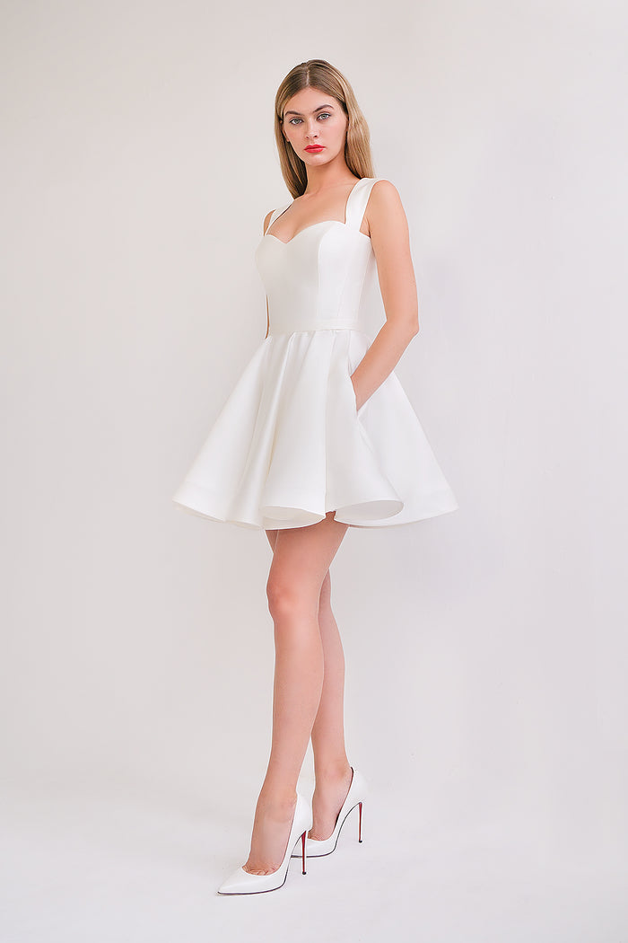 Short Satin Wedding Dress With Straps Rada